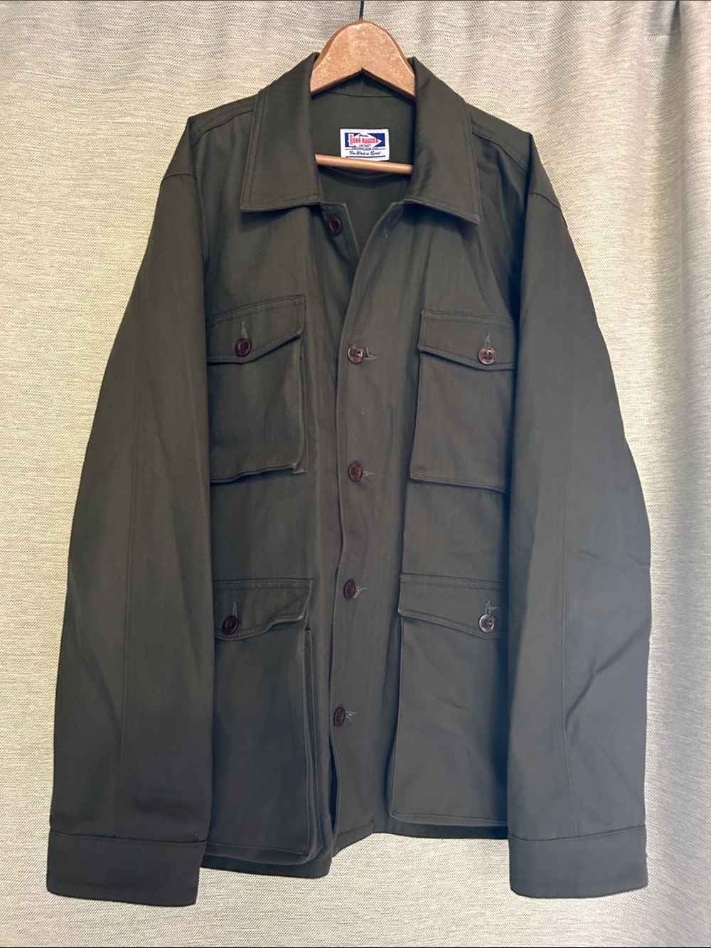 Rosa Rugosa Toronto . Men's Olive Green/ Moss Field Jacket. Made in Canada